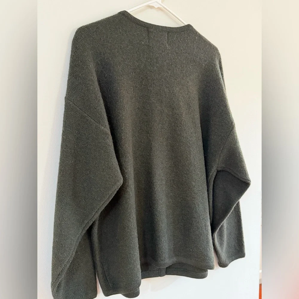 VTG Woolrich Womens Lg Wool Nordic Cardigan Sweater Deep Forest Green Snowflake - Picture 8 of 12